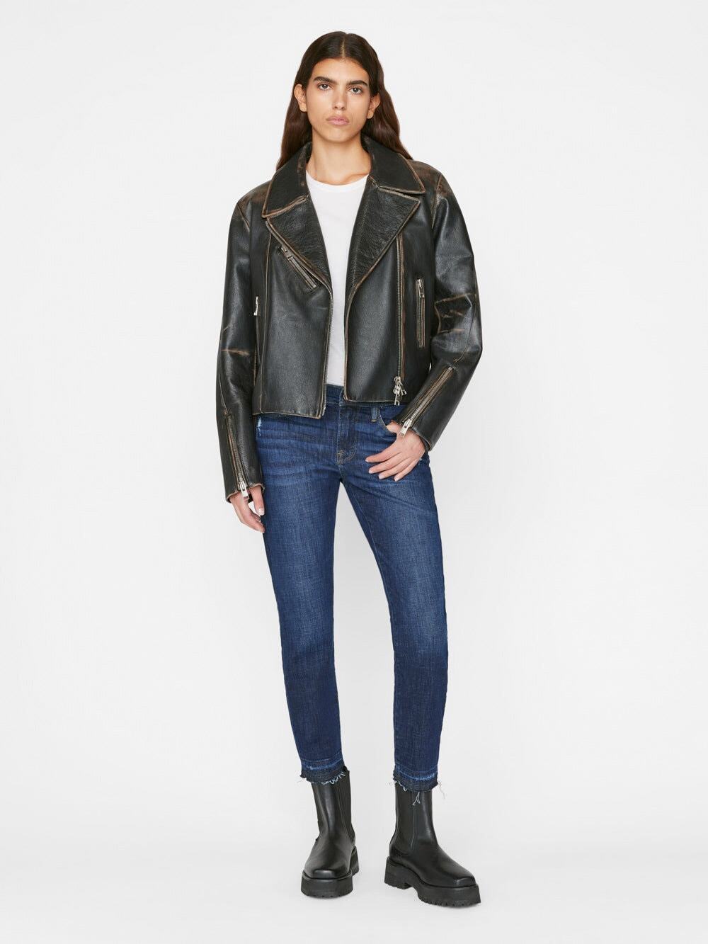FRAME Dark Wash Le Garcon Cropped Released Hem Ankle Jean Denim Size 32